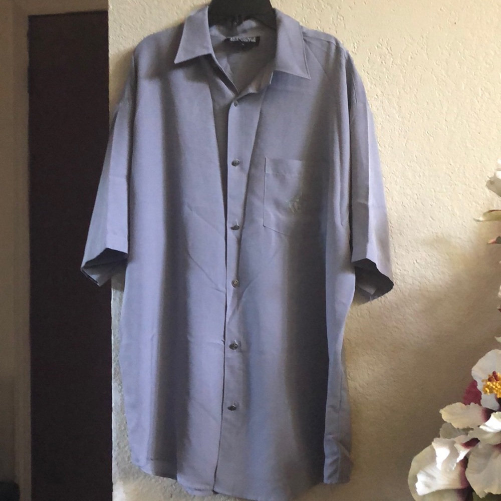 Versace t shirt buttons down grey large